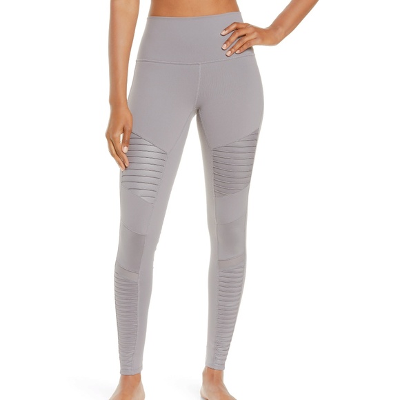 ALO YOGA  7/8 High-Waist Moto Legging 28" inseam Gray sz S - Picture 1 of 8